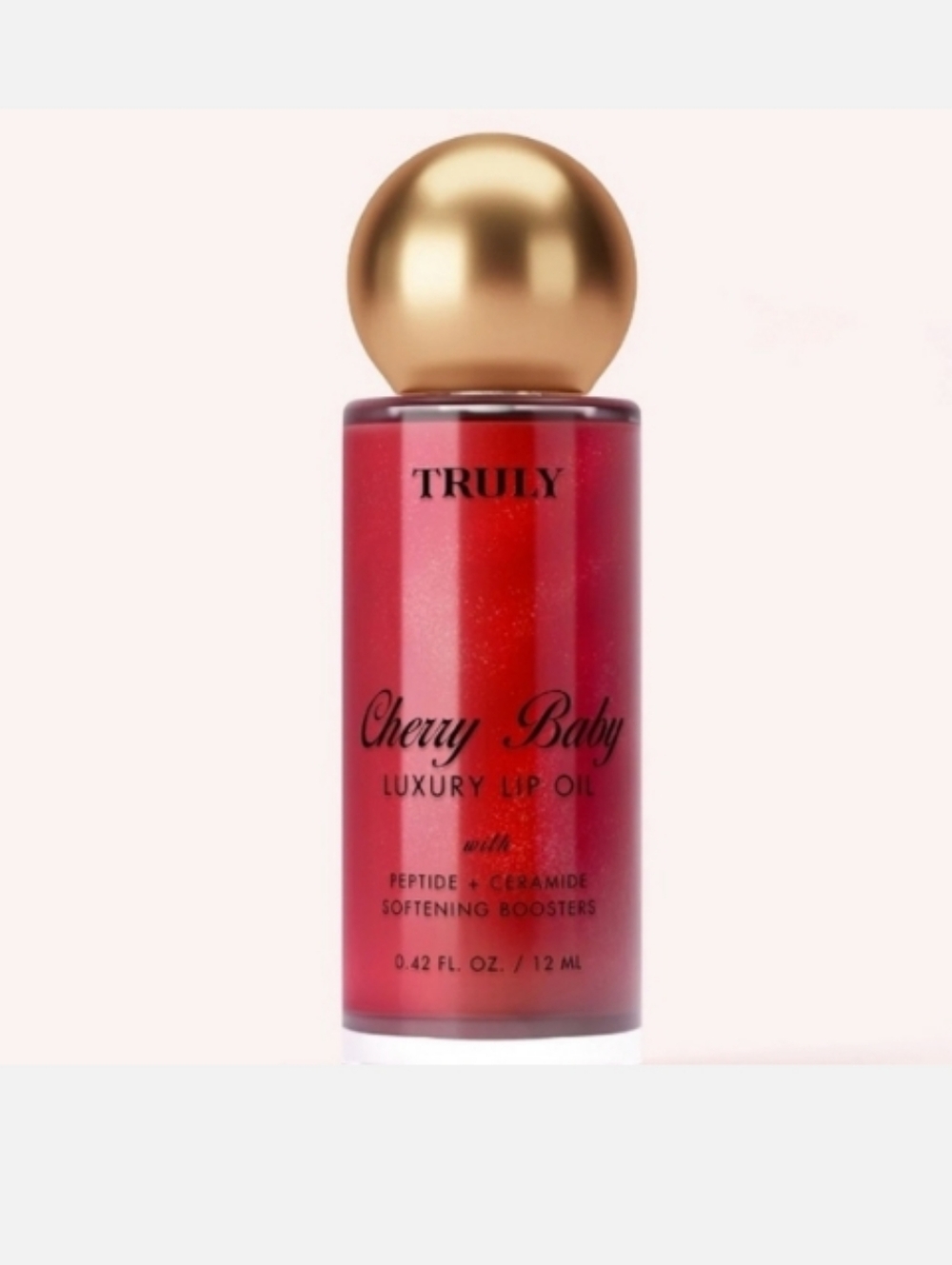 TRULY Cherry Baby Luxury Lip Oil - Shimmery Red with Gold Cap